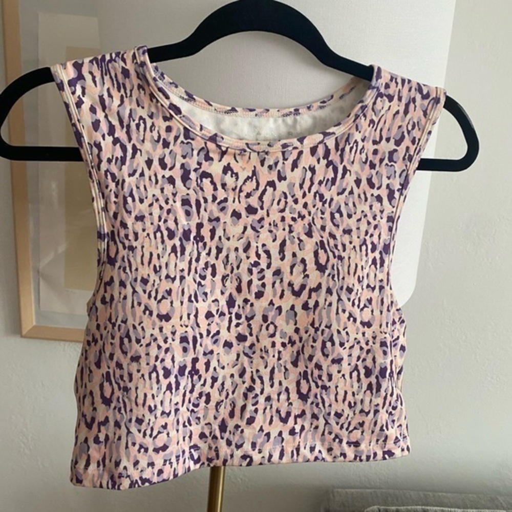 Laundry Athletic Yoga Gym Cropped Top Size L Animal Print